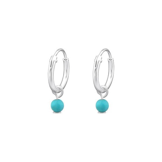Silver Turquoise Hoop  Earnings