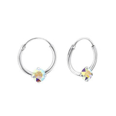 Silver AB Hoop Earrings with Swarovski Crystal