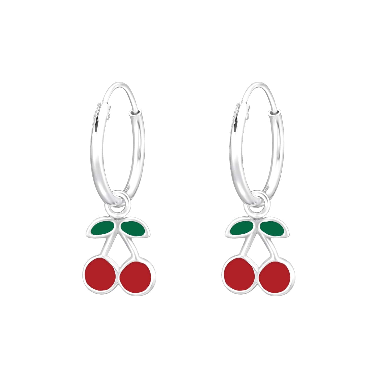 Kids Silver Cherry Hanging Ear