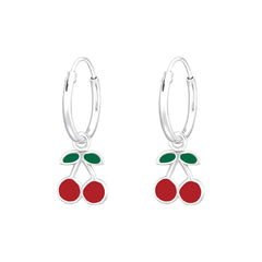 Kids Silver Cherry Hanging Ear