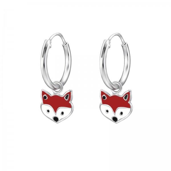 Silver Fox Hanging Hoop Earrings for Girls
