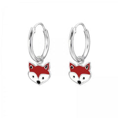 Silver Fox Hanging Hoop Earrings for Girls