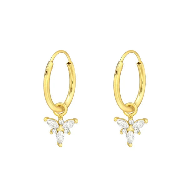Gold Hanging Butterfly Hoop Earrings