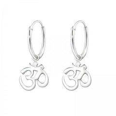 Silver Hanging Om Ear Hoops