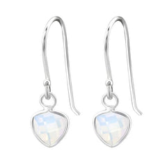 Silver Triangle Nano White  Opal  Earrings