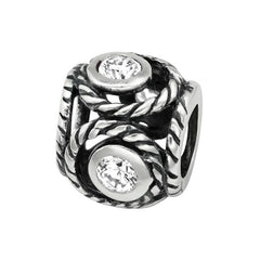Silver Z Crystal Round Charm Bead