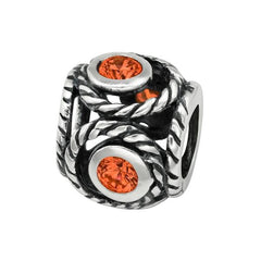 Silver Z Orange Round Charm Bead