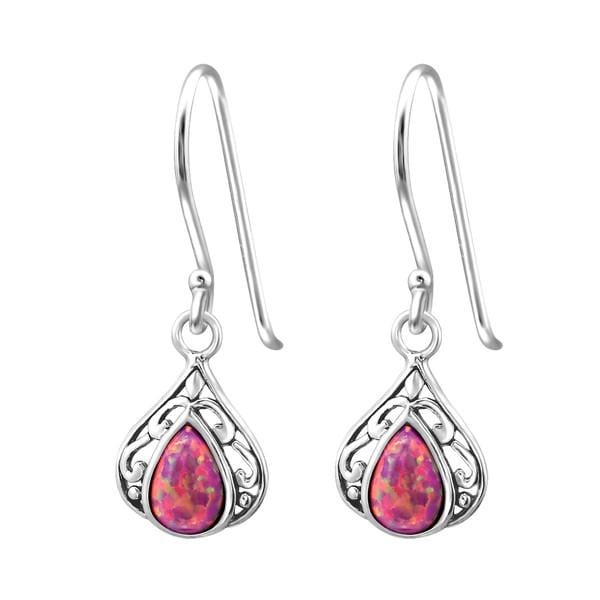 Sterling Silver Carmine Tear Drop Earrings