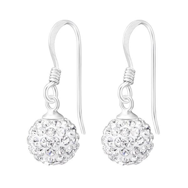 Silver Crystal Ball Earrings