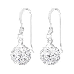 Silver Crystal Ball Earrings