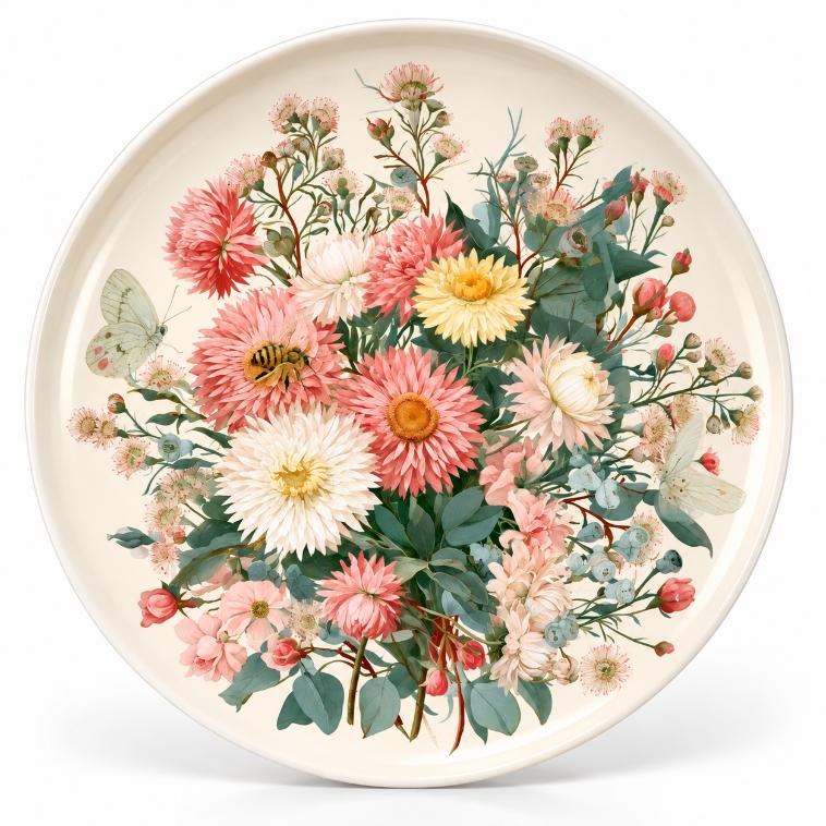 Pastel Pollinator Garden Bouquet Wall Plate
