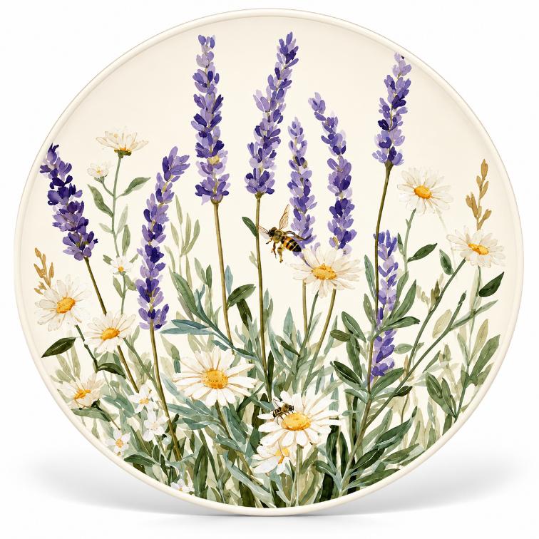 Lavender Daisy Meadow Wall Plate