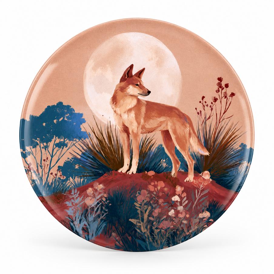 Coyote Beneath the Full Moon Decorative Wall Plate