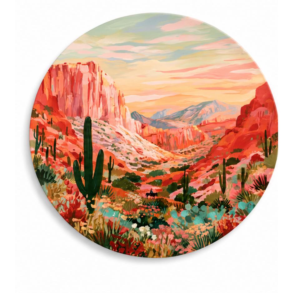 Sunset Desert Canyon Cactus Wall Plate