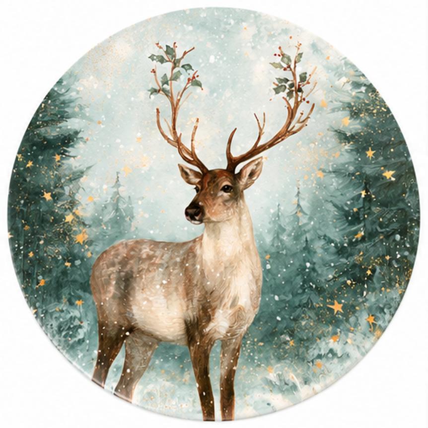 Winter Forest Stag Snowfall Wall Plate