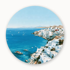Aegean Blue Santorini Village Wall Plate