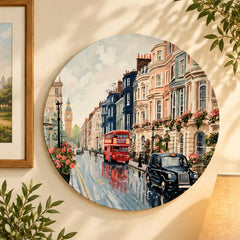 London Rose-Lined Street Wall Plate displayed on a wall