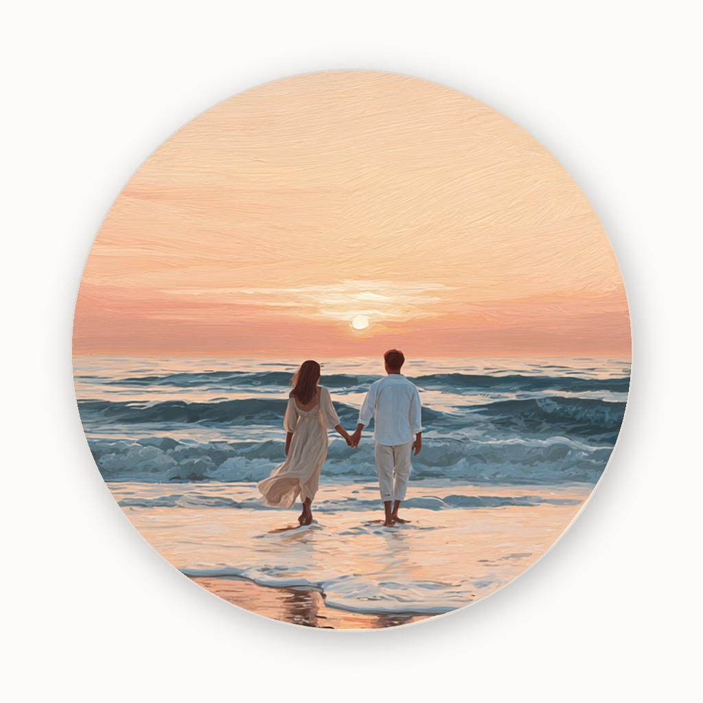 Sunset Lovers Beach Walk Wall Plate