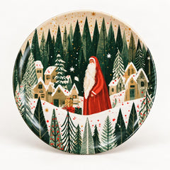 Santa's Snowy Evergreen Village Wall Plate