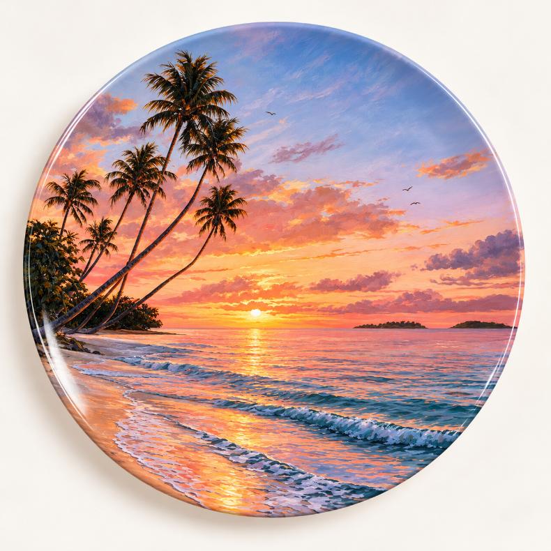Tropical Palm Sunset Paradise Wall Plate