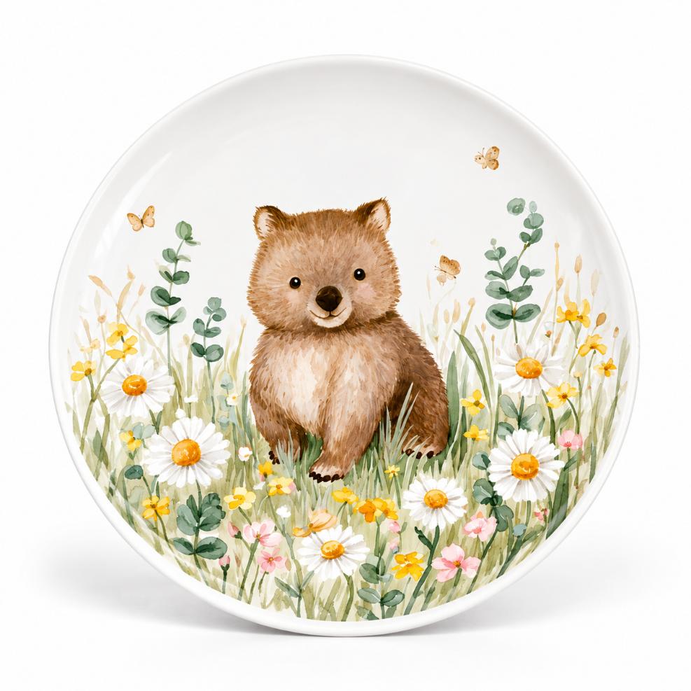 Baby Wombat in Daisy Meadow Wall Plate