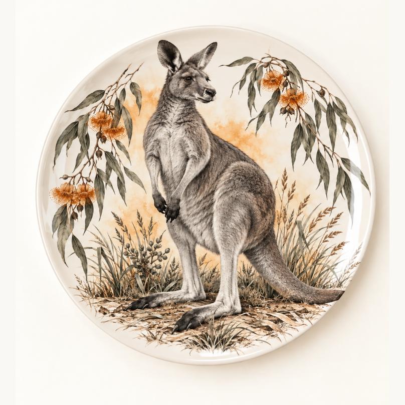 Kangaroo & Eucalyptus Blossom Wall Plate
