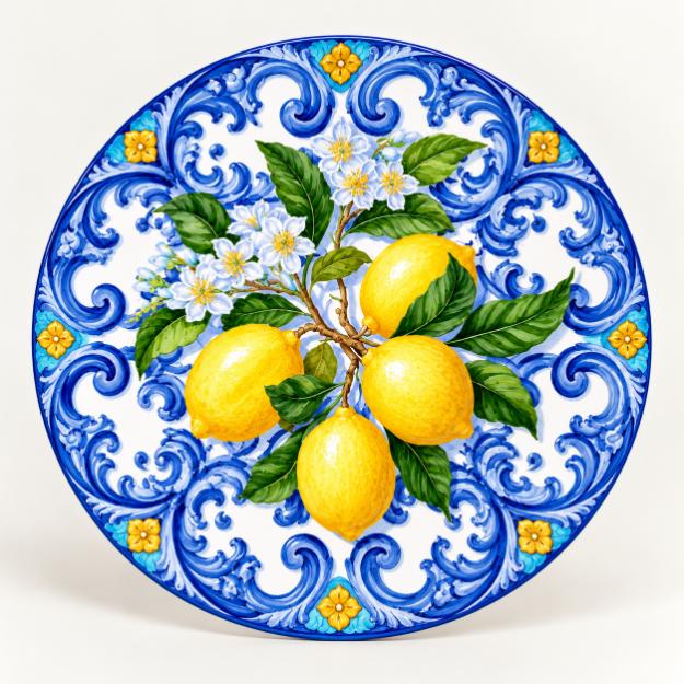 Amalfi Blue Majolica Lemon Wall Plate