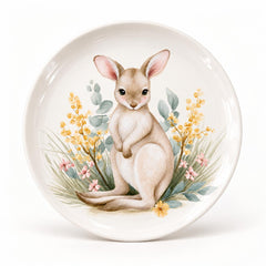 Kangaroo Among Australian Wildflowers Wall Plate