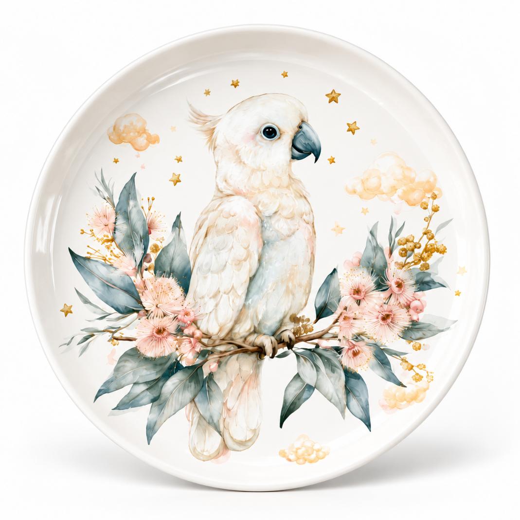 White Cockatoo and Eucalyptus Blossom Wall Plate