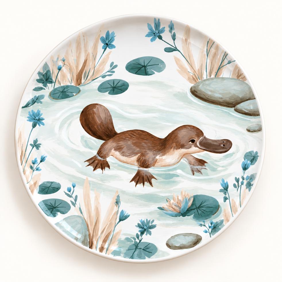 Woodland Platypus in a Lily Pond Wall Plate