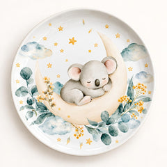 Sleeping Koala on a Crescent Moon Wall Plate