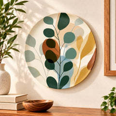 Eucalyptus Leaf Study Decorative Wall Plate displayed on a wall