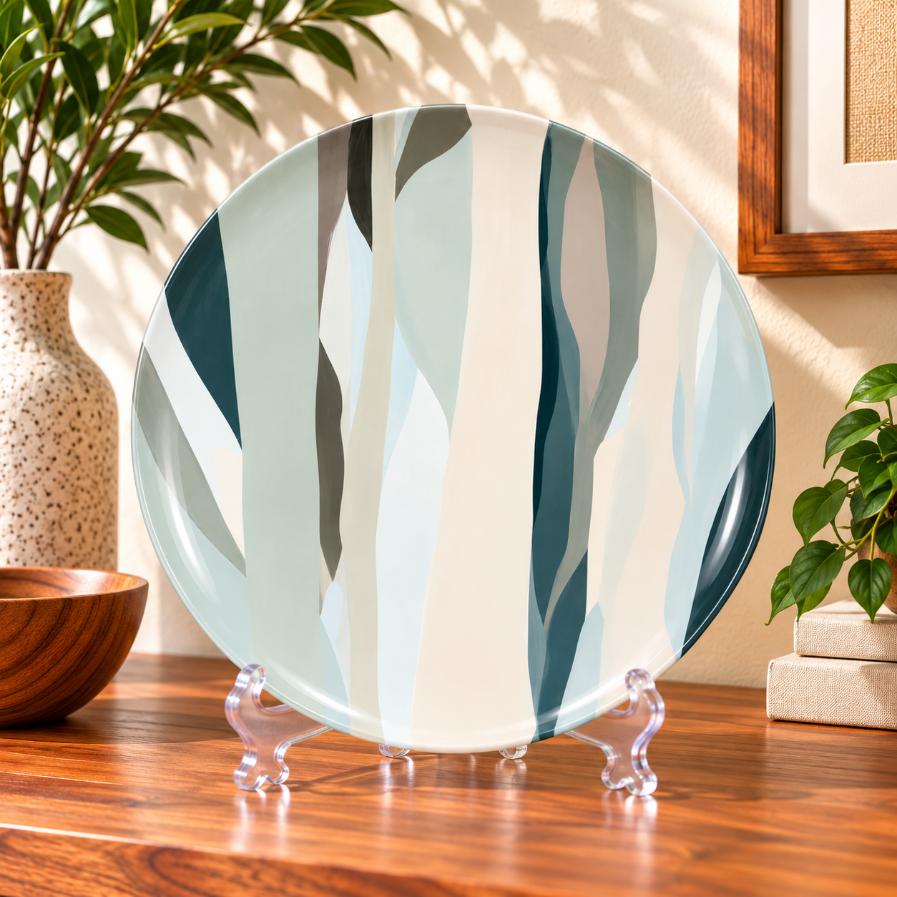 Quiet Current Minimalist Wall Plate on a tabletop stand