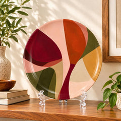 Terracotta Rose Abstract Wall Plate on a tabletop stand