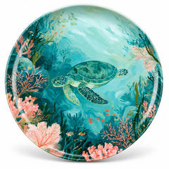 Turtle Turquoise Coral Reef Wall Plate
