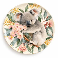 Sleeping Koala Among Eucalyptus Blossoms Wall Plate