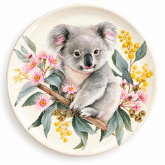 Curious Koala on Eucalyptus Blossoms Wall Plate