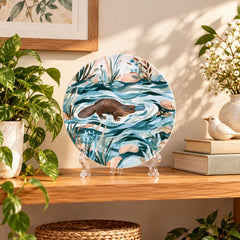 Platypus Riverbank Wall Plate on a tabletop stand