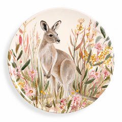 Kangaroo in Wildflowers Australian Wildlife Wall Plate