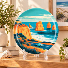 Twelve Apostles Great Ocean Road Wall Plate on a tabletop stand