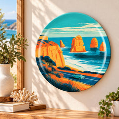 Twelve Apostles Great Ocean Road Wall Plate displayed on a wall