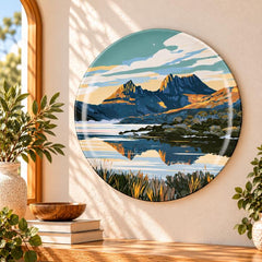 Alpine Peaks & Mirror Lake Wall Plate displayed on a wall