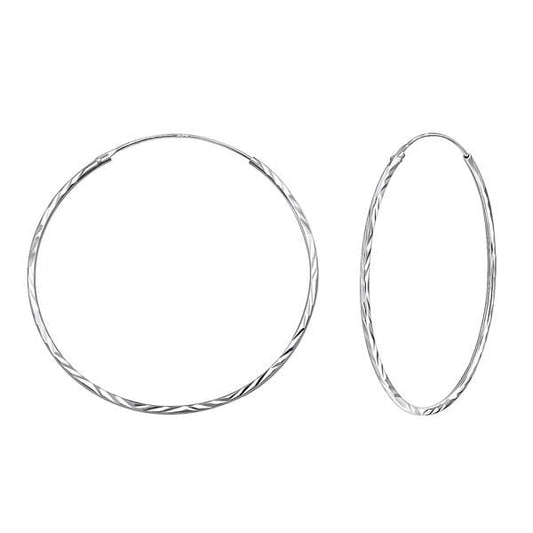 Silver Twisted Circle Earrings 40mm