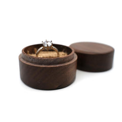 Walnut Round Wood Ring Box