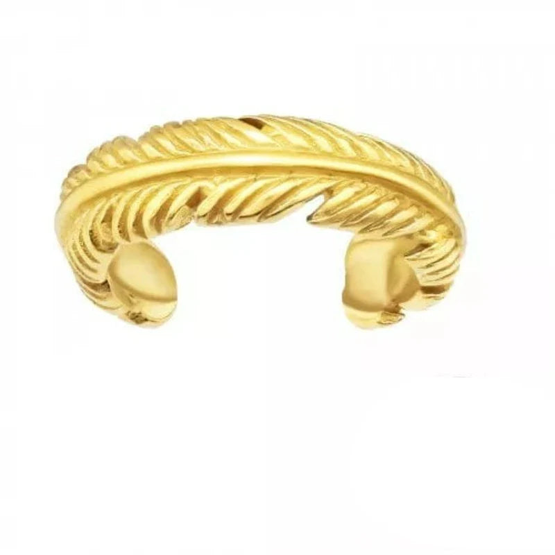 Silver Gold Feather Ear Cuff Earrings