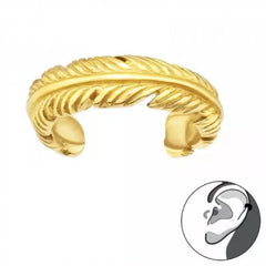 Silver Gold Feather Ear Cuff Earrings