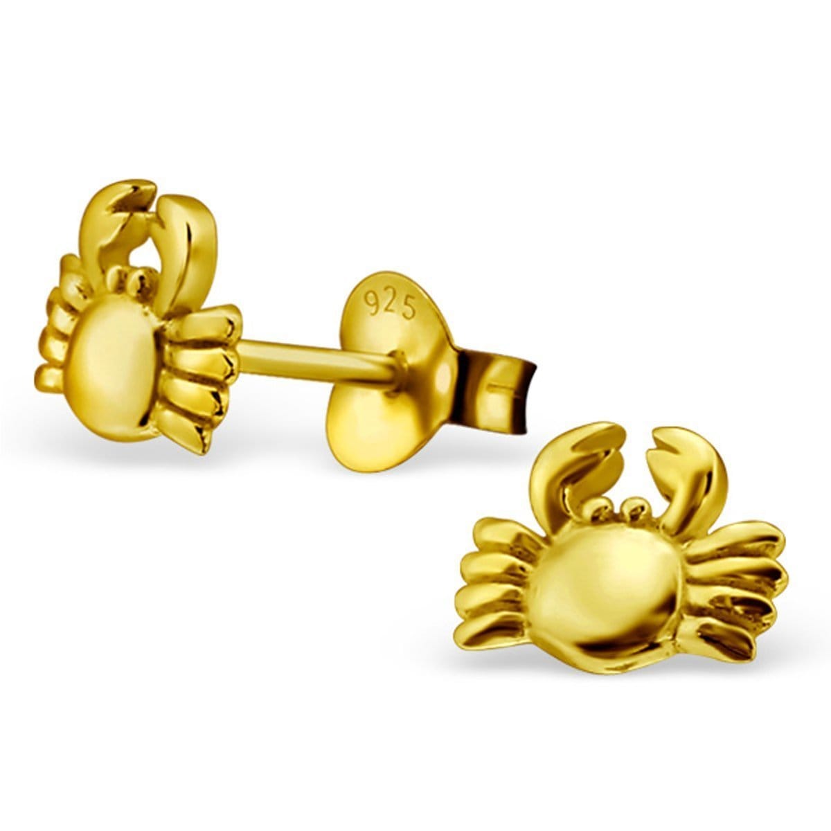 Sterling Silver 14 k Gold Plated Crab Stud earrings