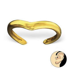 Sterling Silver 14k Gold Plated Wave Ear Cuff