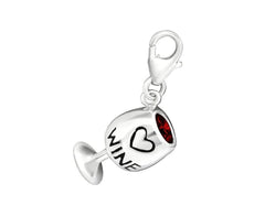 Sterling Silver Wine Glass  Charm with Clip