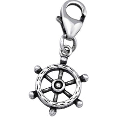 Sterling Silver Ship's Wheel Clip On Charm